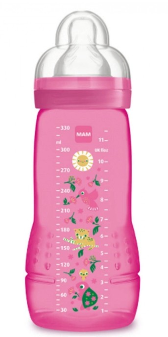 MAM Biberon Easy Active 2eme Age 330ml 6m+ Jungle Rose